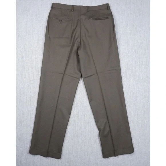 JOS A BANK Executive Collection 33x31 Brown 100% Wool Dress Pants Pleated Cuffed - Picture 2 of 11
